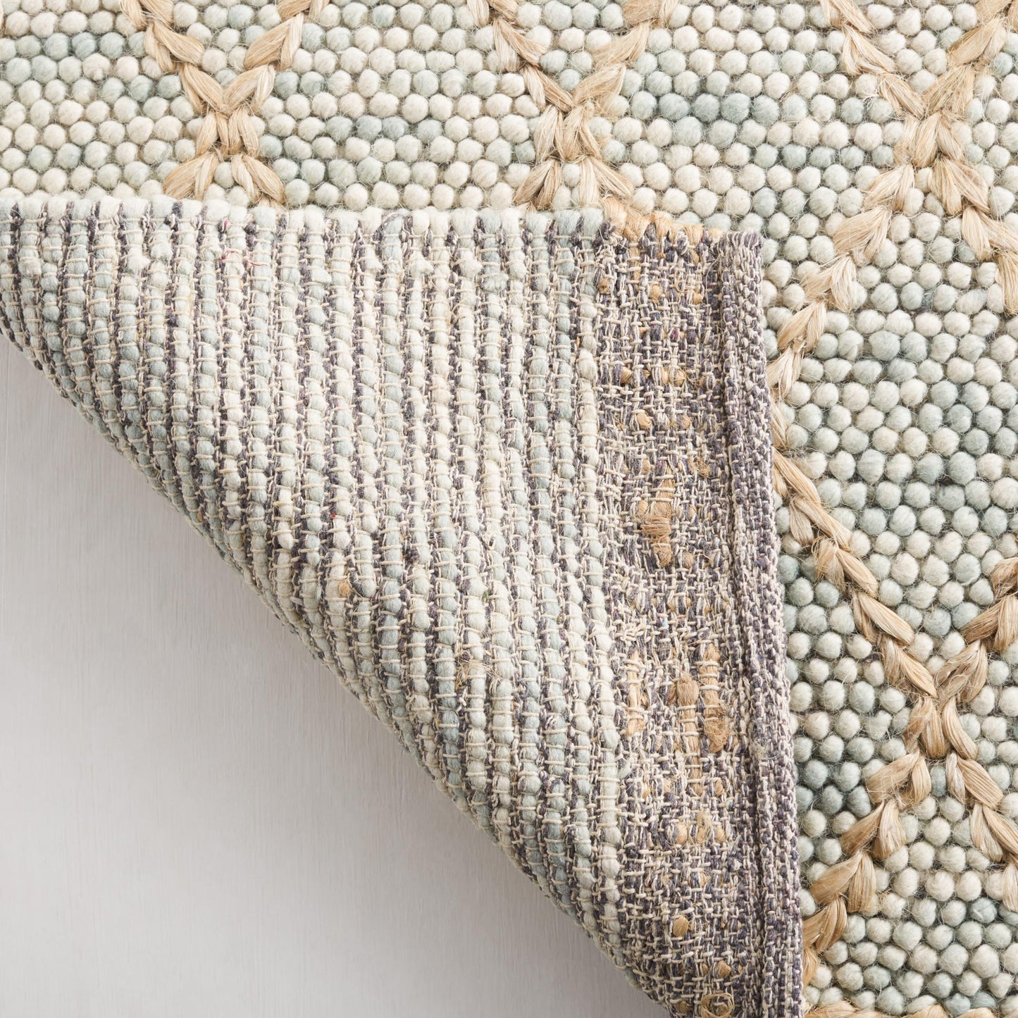 SAFAVIEH Natura Collection Area Rug - 5' x 8', Teal & Natural, Handmade Farmhouse Boho Trellis Wool, Ideal for High Traffic Areas in Living Room, Bedroom (NAT223J)