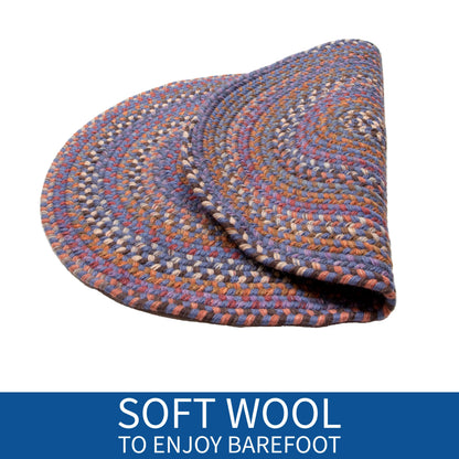 Super Area Rugs Premium Wool Braided Rug - Soft & Reversible Woven Rug- Made in USA - Blue, 3' X 5'
