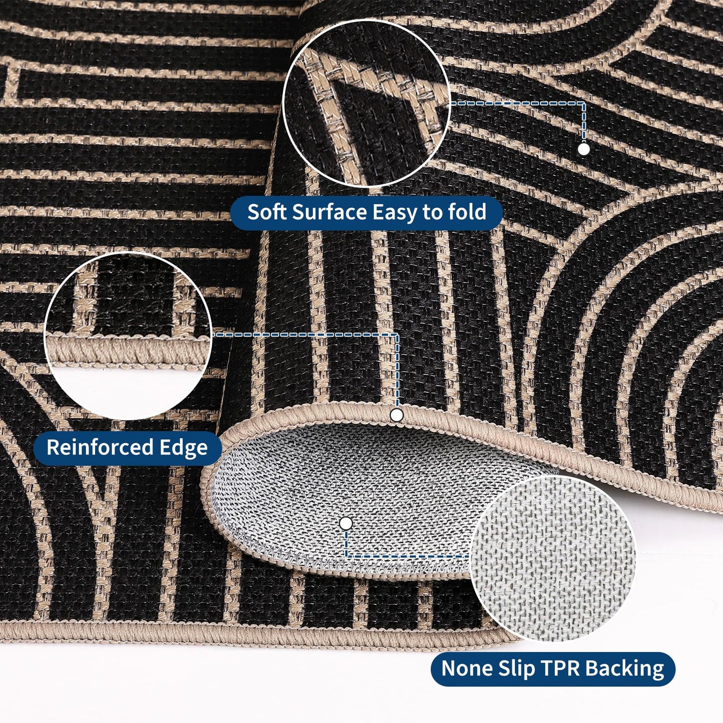GarveeHome Easy Jute 2x8 Modern Rainbow Runner Rug for Hallway Kitchen Bedroom Non Slip Indoor Outdoor Runner Door Mat for Laundry Porch