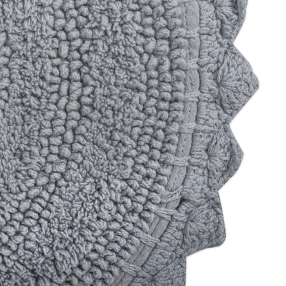 DII Crochet Collection Reversible Bath Mat, Small Oval, 17x24, Gray