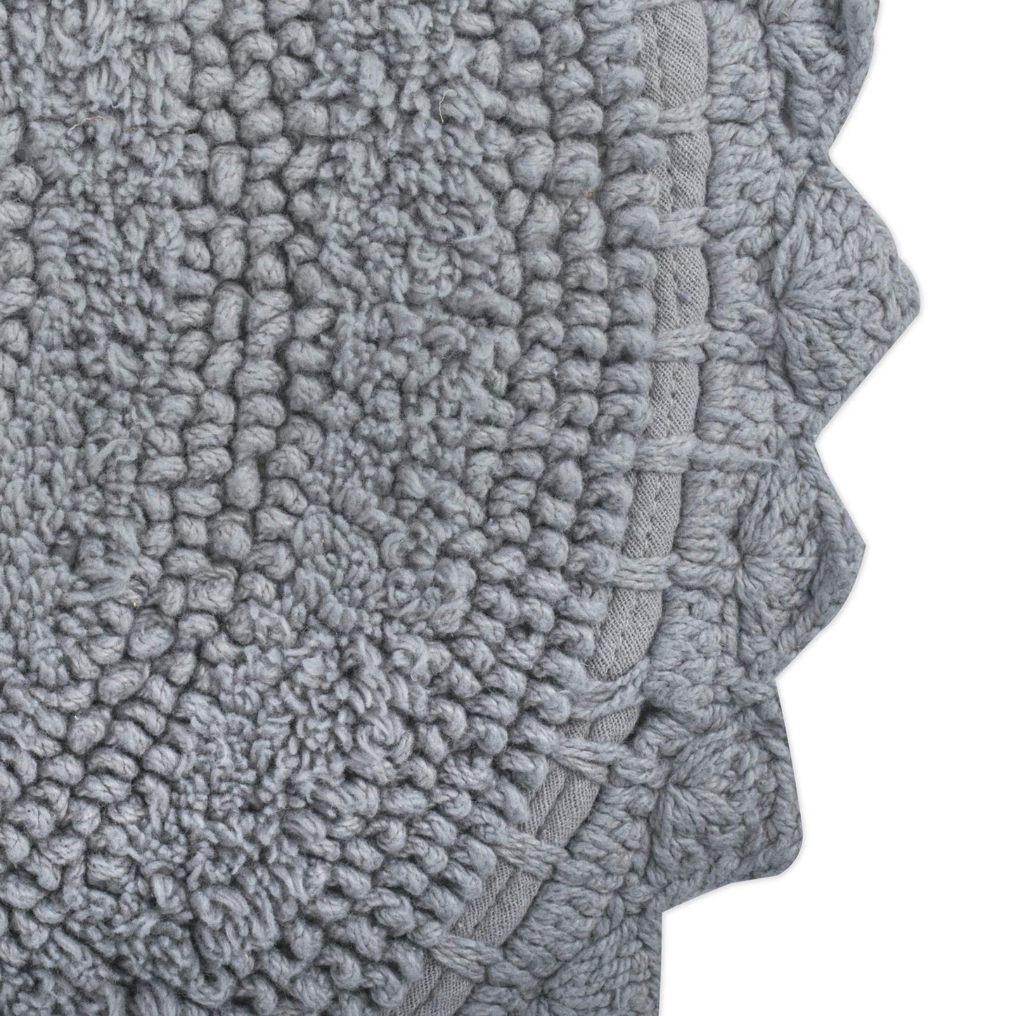 DII Crochet Collection Reversible Bath Mat, Small Oval, 17x24, Gray