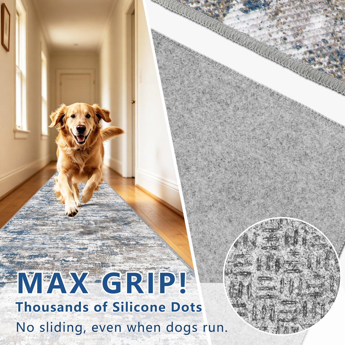 TTelephant Runners for Hallways Ultra Non-Slip 2x10 Long Runner Rugs Washable Abstract Tear and Stain Resistance No Pile Lightweight Modern Rug Runners for Entryway, Kitchen, Walkway, Entrance, Multi