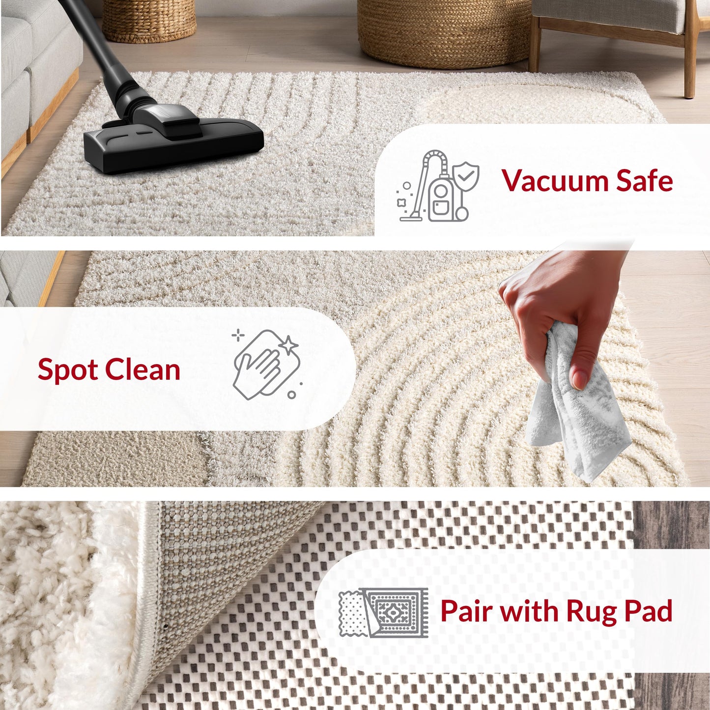 Nuloom Gloria Beige, 2' x 3', Abstract, Shag, Soft and Cozy, Plush, High Traffic, Stain Resistant, Easy Clean, Durable Area Rug for Bedroom, Living Room, Dining Space, Den, Foyer, Entryway
