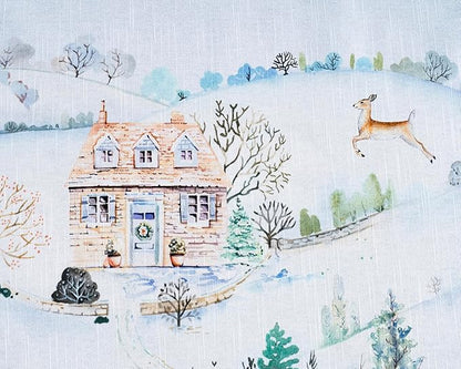 Maison d' Hermine Table Cloth Square Table 100% Cotton 60 x 60 Inches Fall Tablecloth Reusable Everyday Use for Thanksgiving Christmas Decorations Dining Farmhouse Party (Snowy World)