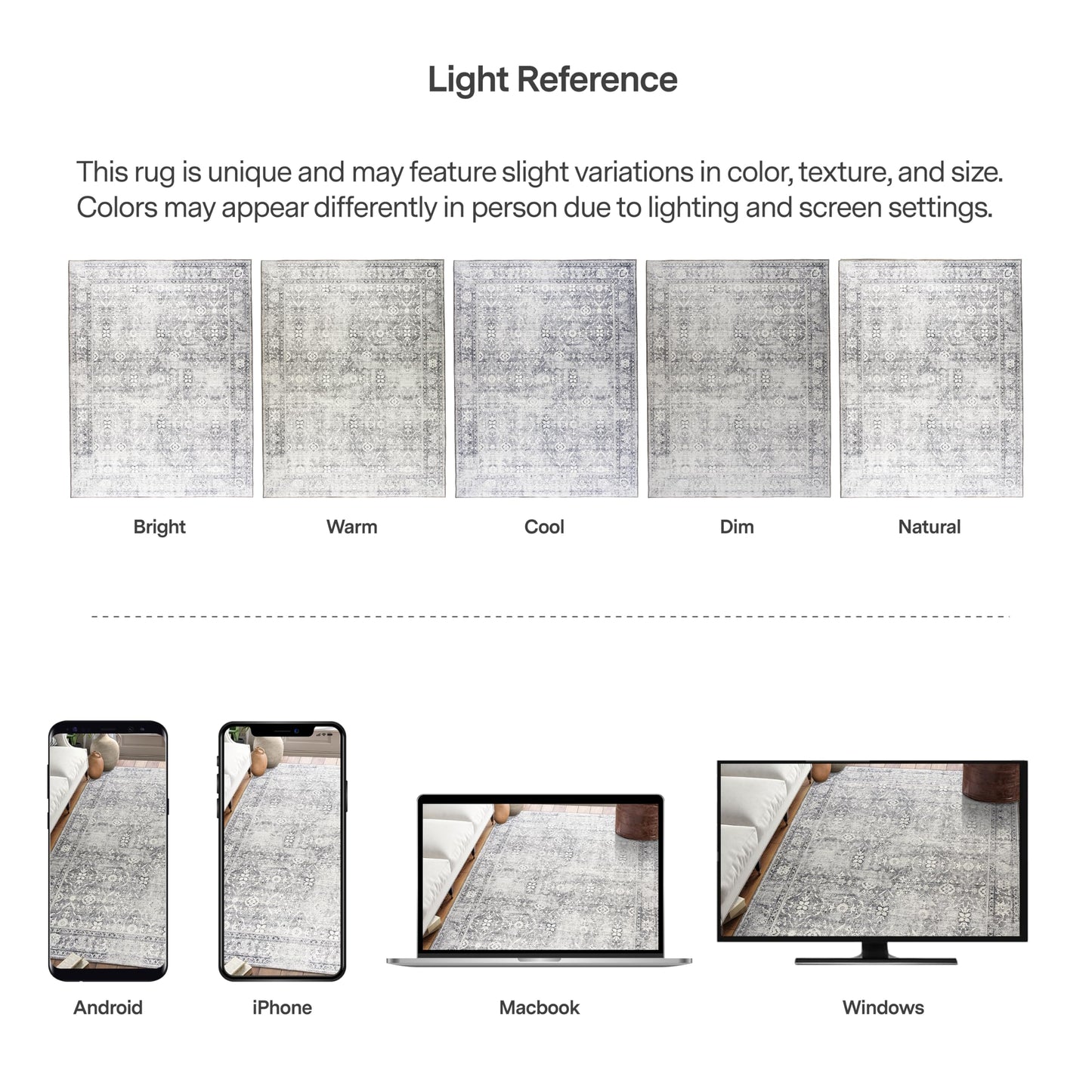 ReaLife Rugs Machine Washable Area Rug Runner - Living Room Bedroom Bathroom Kitchen Entryway Office - Padded Low Pile Stain Resistant Premium - Boho Farmhouse Vintage - Noor - Silver Ivory 2'6" x 6'