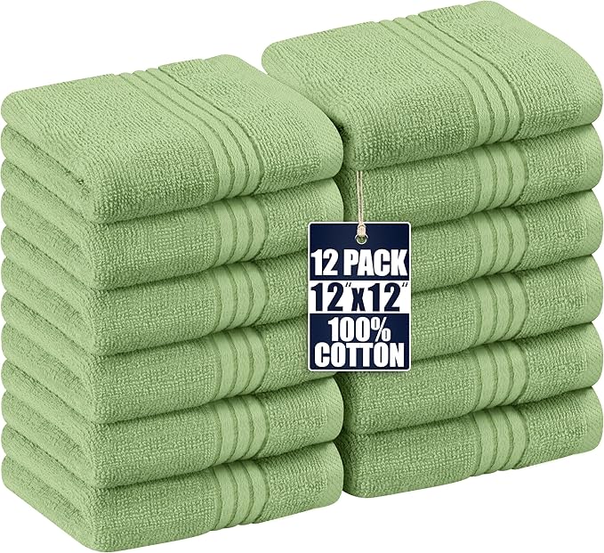 Utopia Towels Wash Cloths Set, 12 by 12 Inches, 100% Cotton Ring Spun, Highly