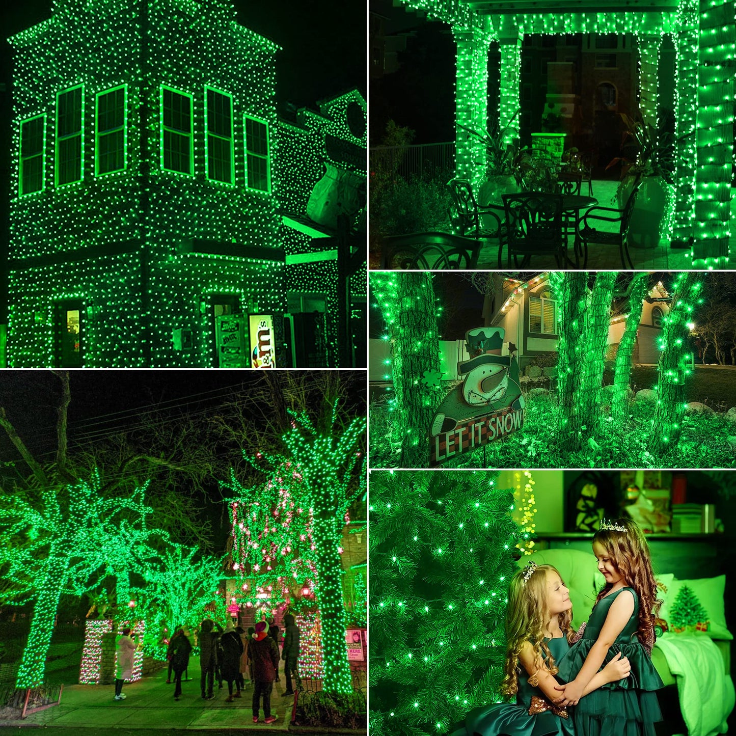 Hopolon St. Patrick's Day Mini String Lights, 2PACK 50Count 13Feet Incandescent Bulb Waterproof Green Fairy Lights Plug in for Indoor Outdoor Halloween Party Patio Christmas Decor,Green