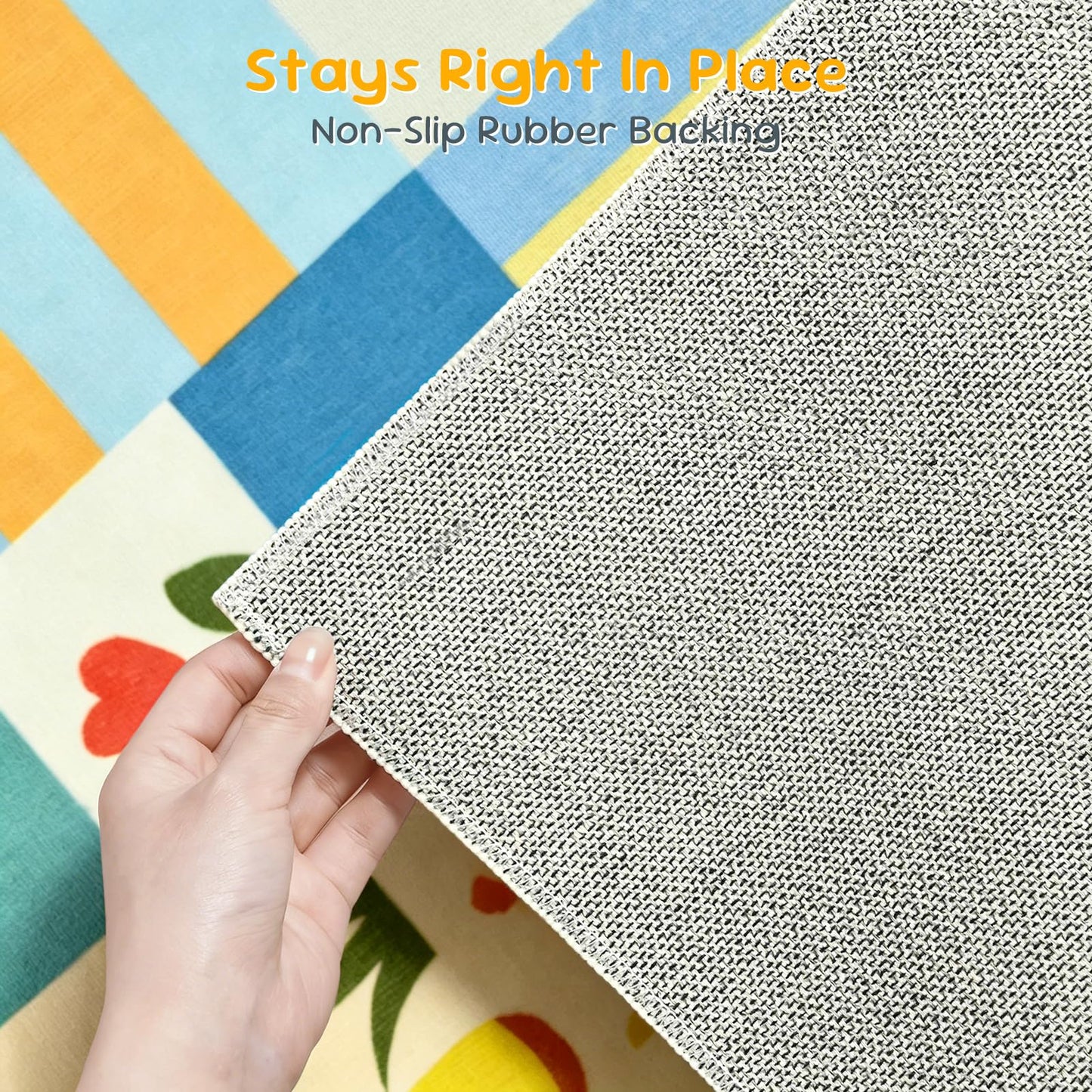 3x4 Washable Kid Playroom Rug, Unisex Green Safari Jungle Woodland Animal Toddler Carpet, Soft Non-Slip Baby Nursery Area Rug with Cute Colorful Checkered Design for Boy Bedroom