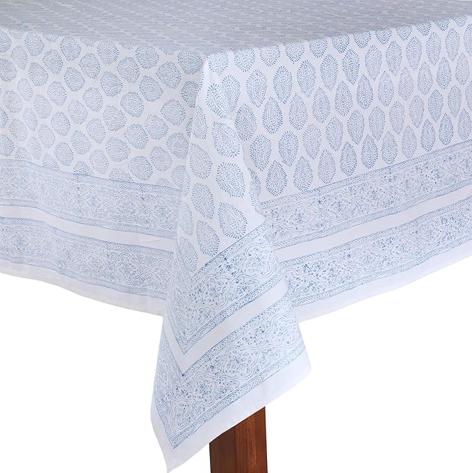 ATOSII Cotton Tablecloth Amalfi Blue 72" X 120" Inches Rectangle