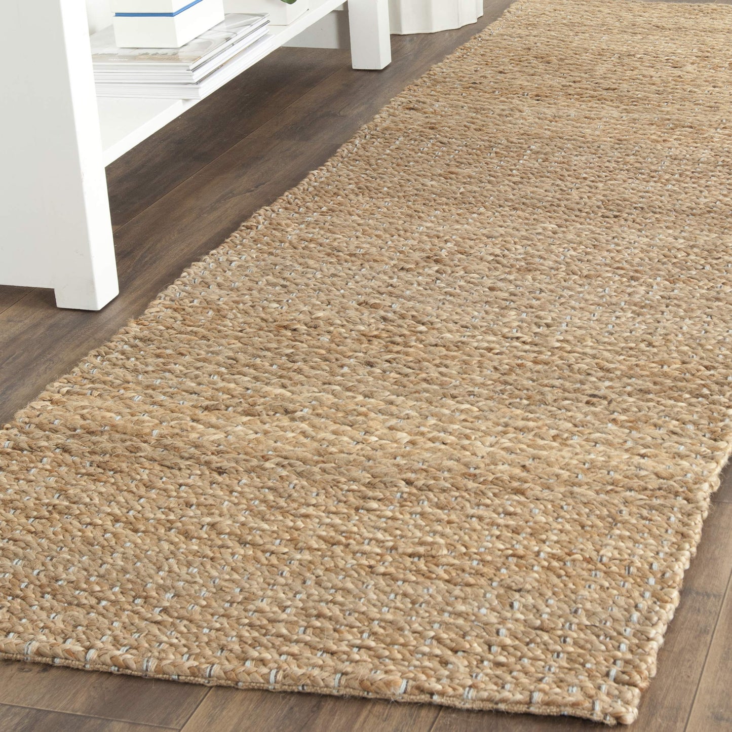 SAFAVIEH Natural Fiber Collection Runner Rug - 2'6" x 10', Light Blue & Natural, Handmade Jute, Ideal for High Traffic Areas in Living Room, Bedroom (NF452A)