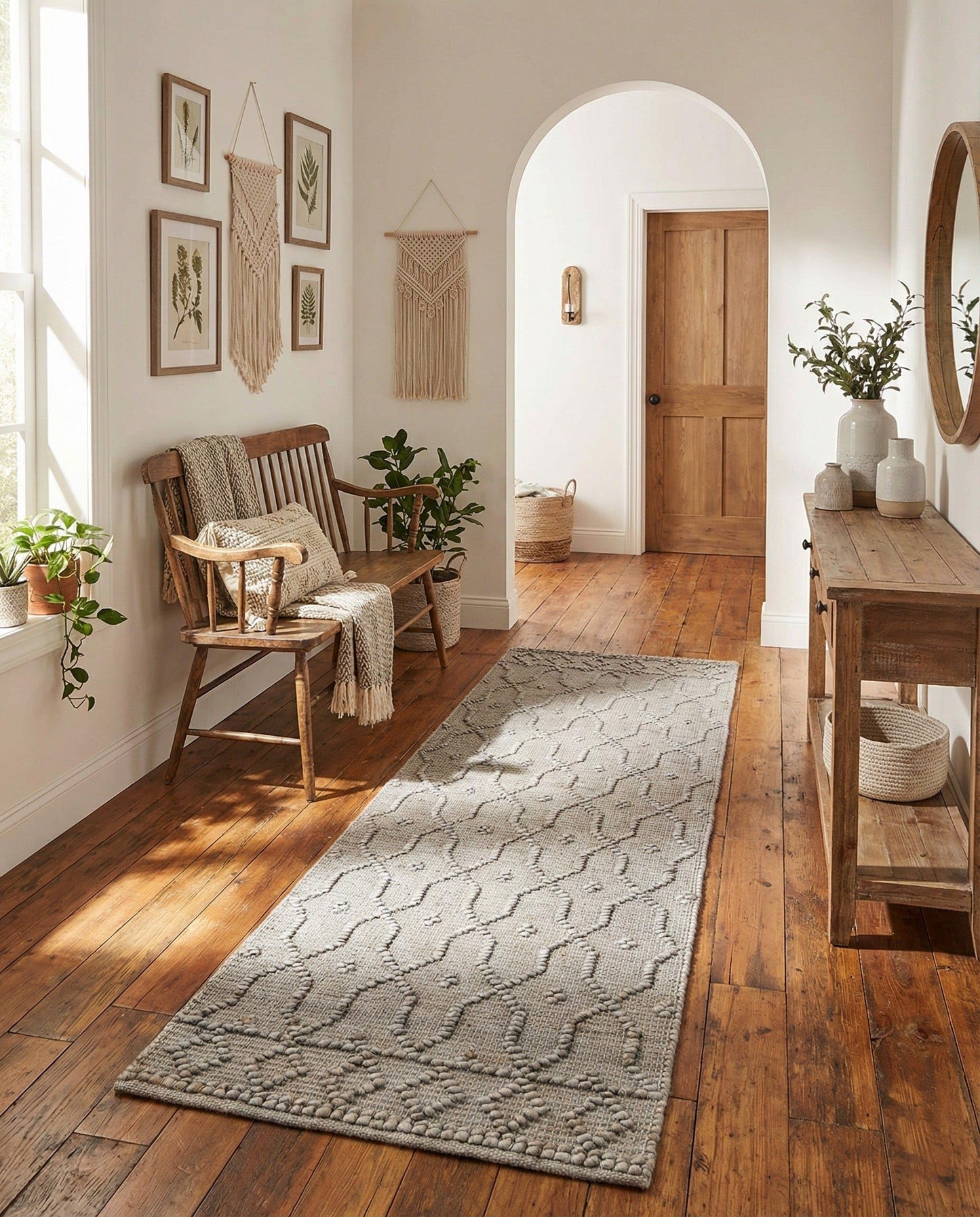 Rugs.com - Larsa Jute Rug – 6 Ft Runner Gray Hand Woven Jute Runner Eco-Friendly Texture for Hallways, Kitchens, and Entryways