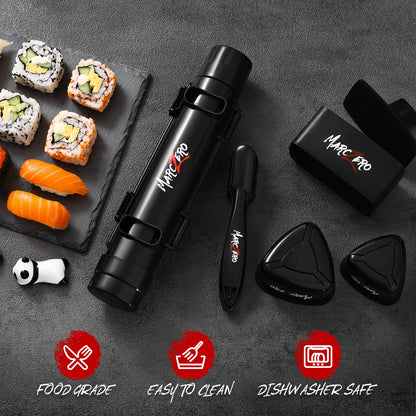 MarcZero Sushi Making Kit, 22 in 1 Bazooka Roller With Bamboo Mat, Knife, Chopsticks, Molds, DIY Machine for Beginner