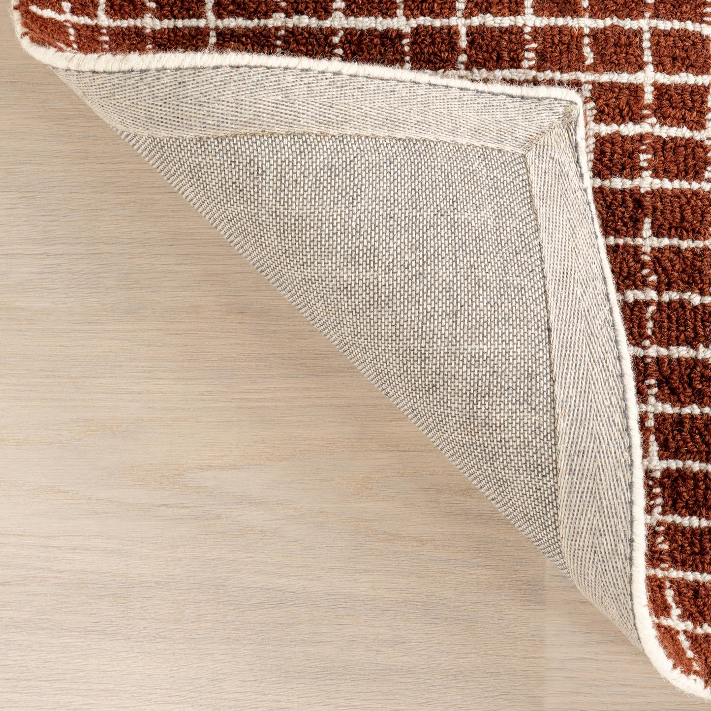 Rugs USA Melrose Chestnut/Ivory, 3' x 5', Handmade, Checked, Wool, Soft and Cozy, High Traffic, Stain Resistant, Easy Clean, Durable Area Rug for Bedroom, Living Room, Dining, Den, Entryway