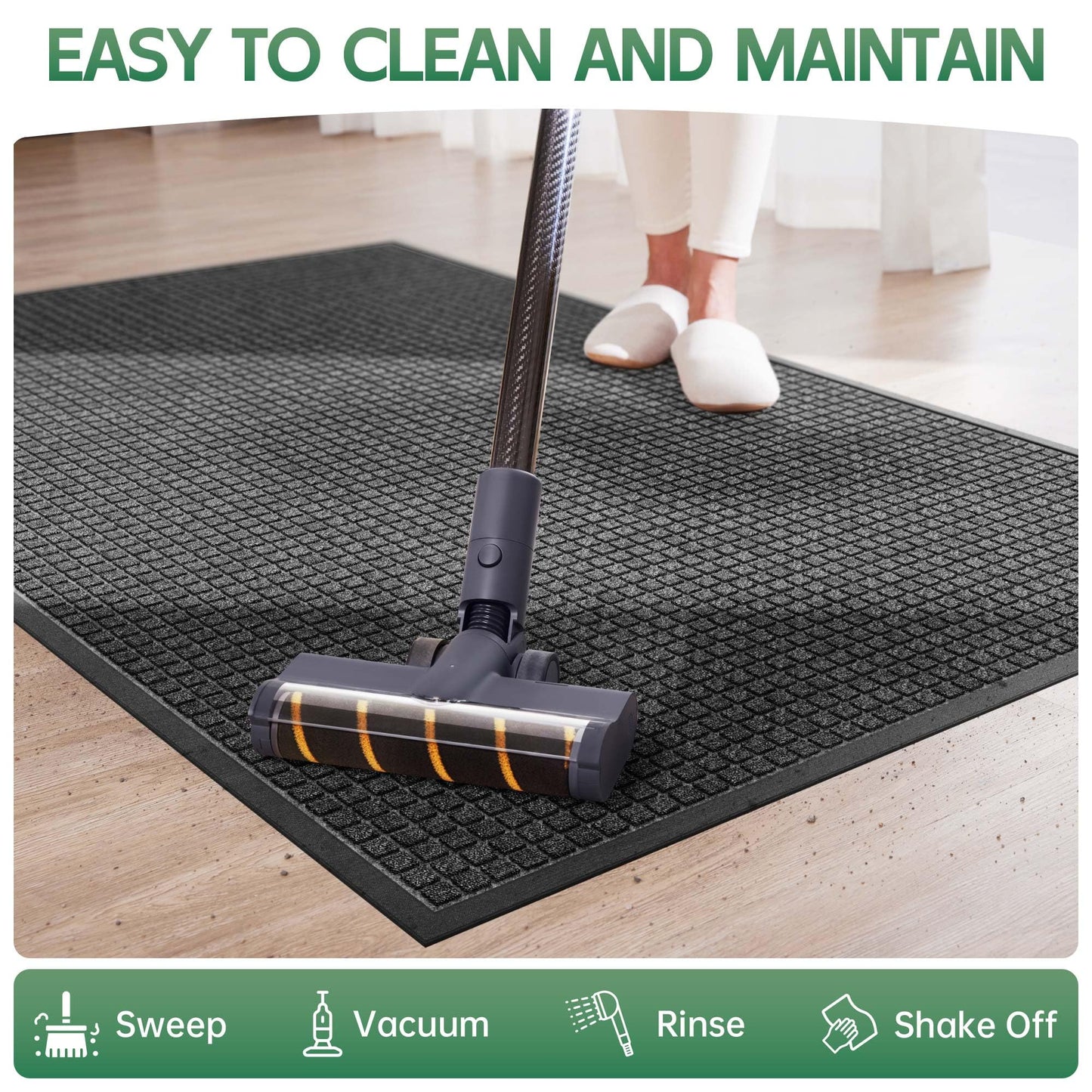 100pointONE Sturdy Indoor Outdoor Front Door Mat Outside Entrance, Extra Large 72" x 36" Doormat for Entryway, Non Slip Backing Welcome Floor Mats for Entry Patio Porch, Low Profile, Grey