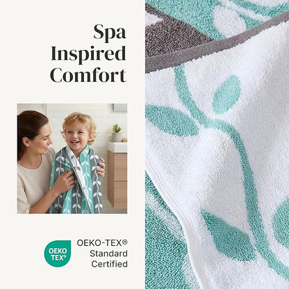 Modern Threads Organic Vines 6-Piece 100% Cotton Towel Set – Yarn Dyed Jacquard