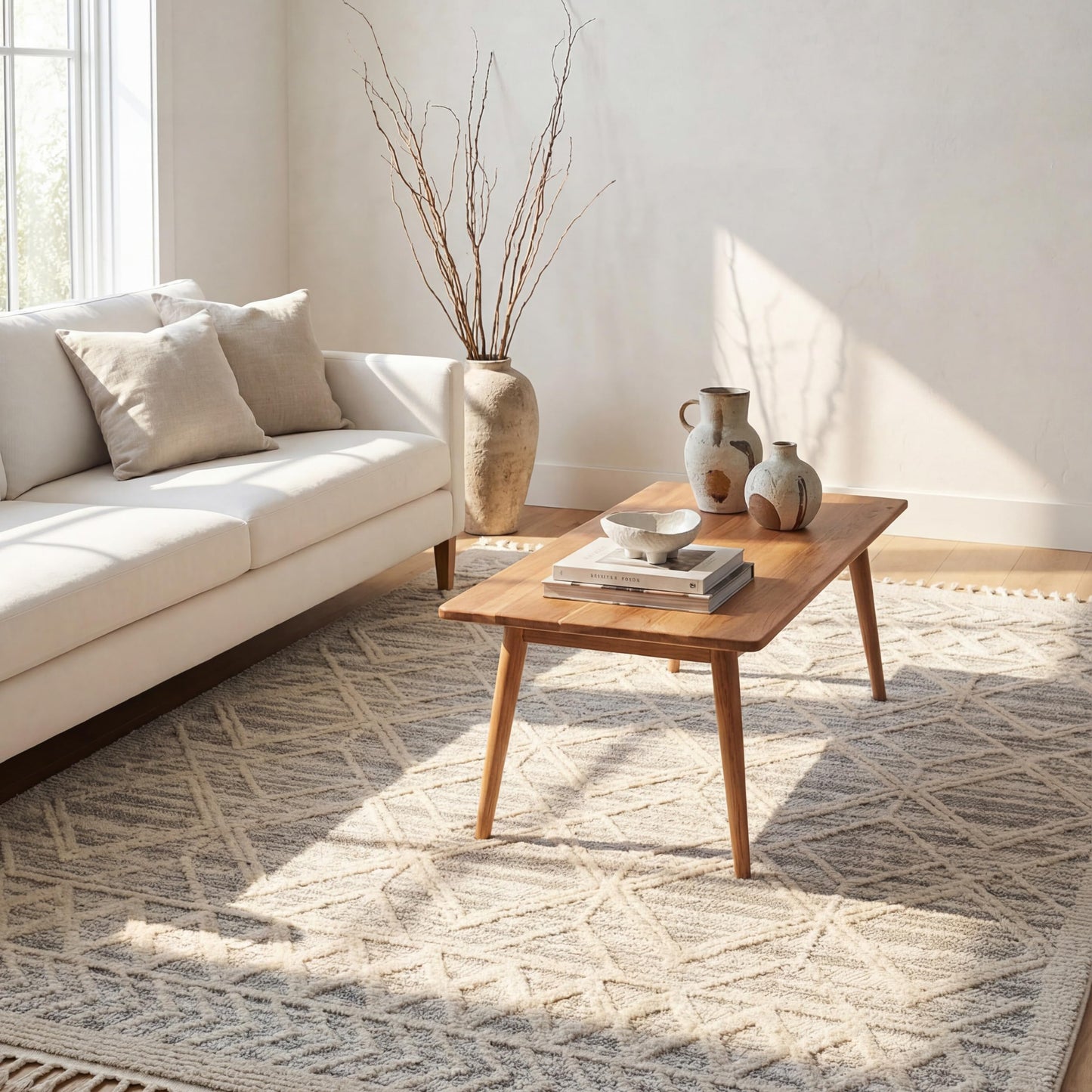 nuLOOM 4x6 Ansley Moroccan Tassel Area Rug, Light Grey, High-Low Textured Bohemian Design, Plush High Pile, Stain Resistant, For Bedroom, Living Room, Hallway, Entryway
