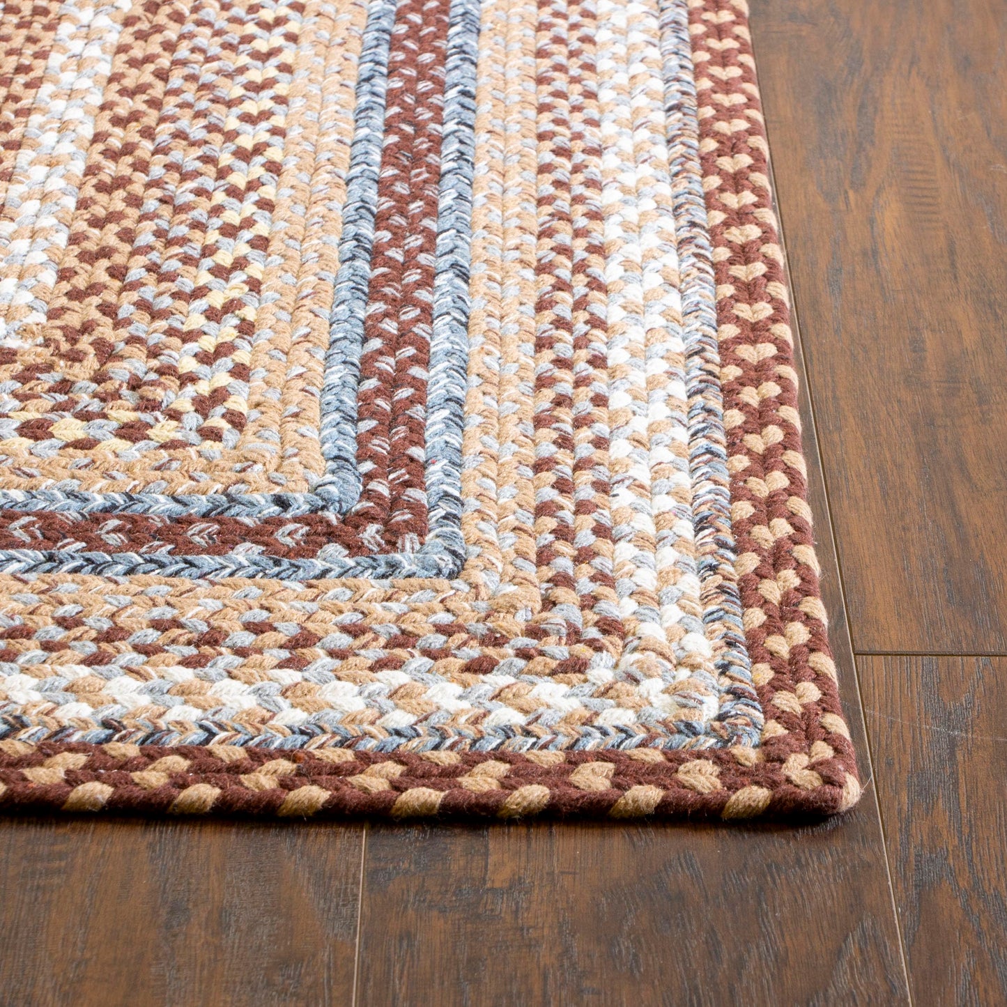 Super Area Rugs 20x30 Farmhouse Braided Rug - Natural Soft Cotton Carpet for Bathroom, Kitchen, Doorway - Primitive Country Woven Rug - Brown/Slate Gray/Ivory