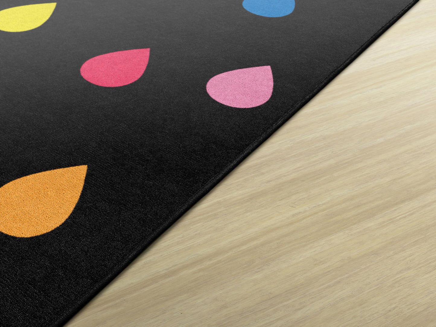 Flagship Carpets Rain Children's Classroom Décor Area Rug for Schools, Durable and Fun for Learning Centers, Daycares and Preschools, 7'6" X 12' - Black