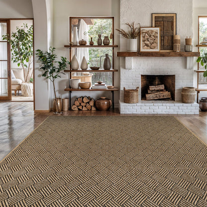 Luul Home Easy Jute Rugs 9x12 Herringbone Natural Color Living Room Indoor Outdoor Area Rug for Patio and Kitchen Rug High Traffic Washable Easy to Clean Solid Boho Woven Design Carpet (9 x 12)
