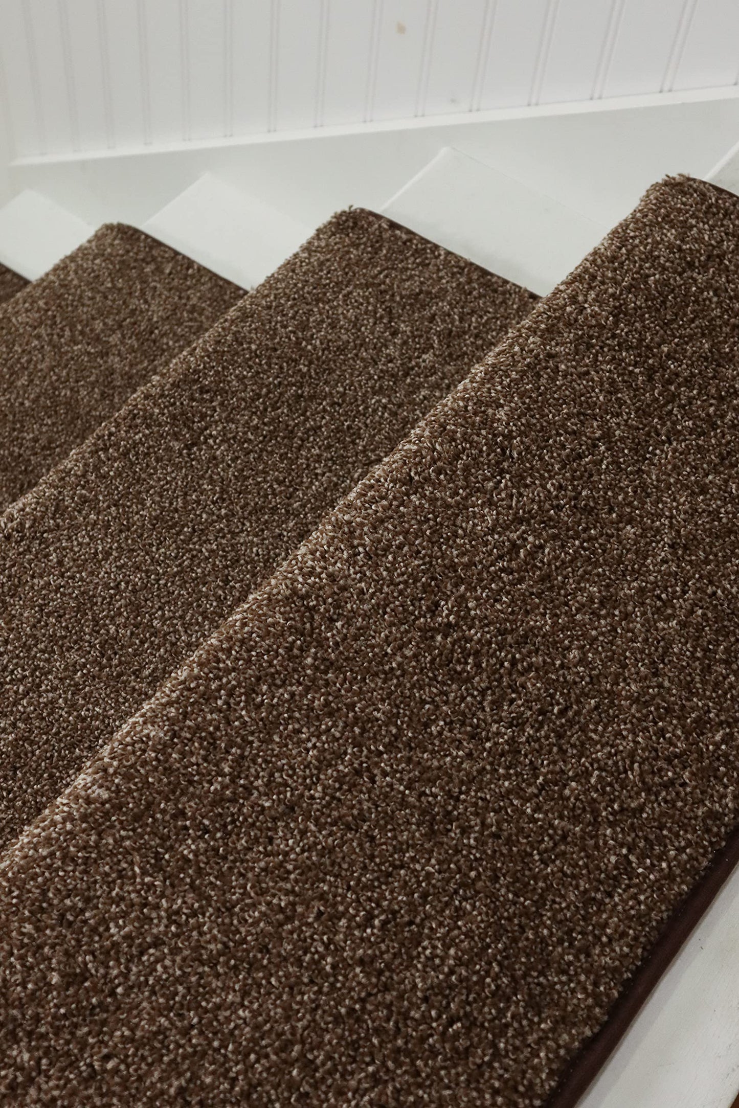 Oak Valley Designs™ Rounded Bullnose Carpet Stair Treads - Anti Slip Indoor Stair Mats for Wooden Stairs, Style: Stoney Brook, Black Walnut 27" W X 9.75" D (Set of 14)