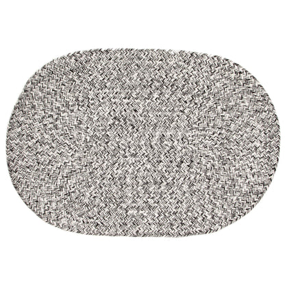 Super Area Rugs Farmhouse Braided Rug Cotton Kitchen Reversible Carpet, Black & White, 3' X 5' Oval