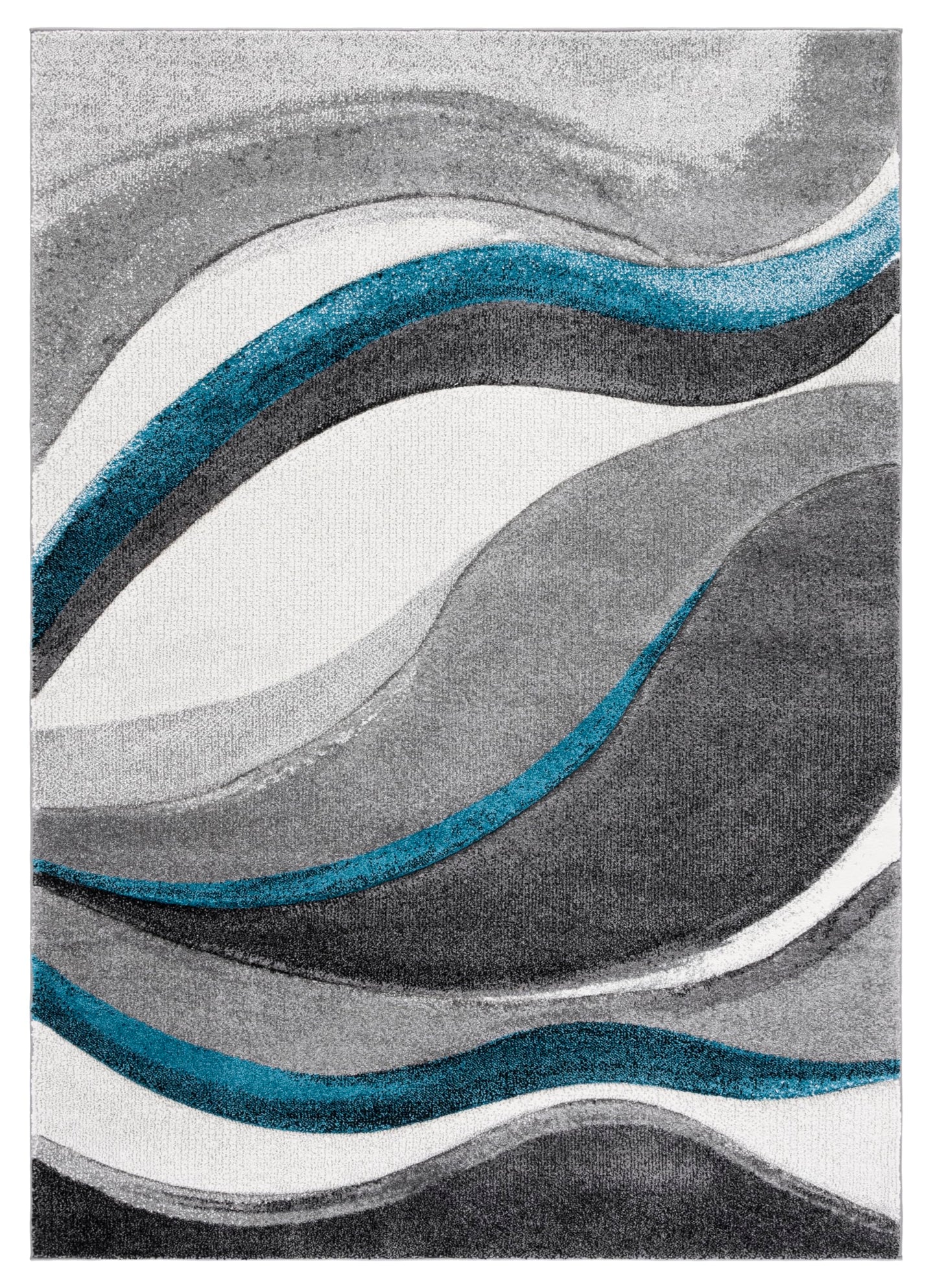SAFAVIEH Area Rug 8x10 - Hollywood Collection - Large - Grey & Turquoise, Mid-Century Modern Design, Non-Shedding & Easy Cleaning, Ideal for Living Room, Bedroom, Office, Dining Space (HLW766M)