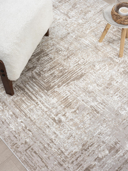 RUGGERRUGS Amy Modern Abstract Area Rug for Living Room, 4x6 Contemporary Textured Geometric Beige Neutral Rug, Stain Resistant Non-Shedding Carpet for Bedroom, Dining Room or Kitchen (4' x 6', Beige)