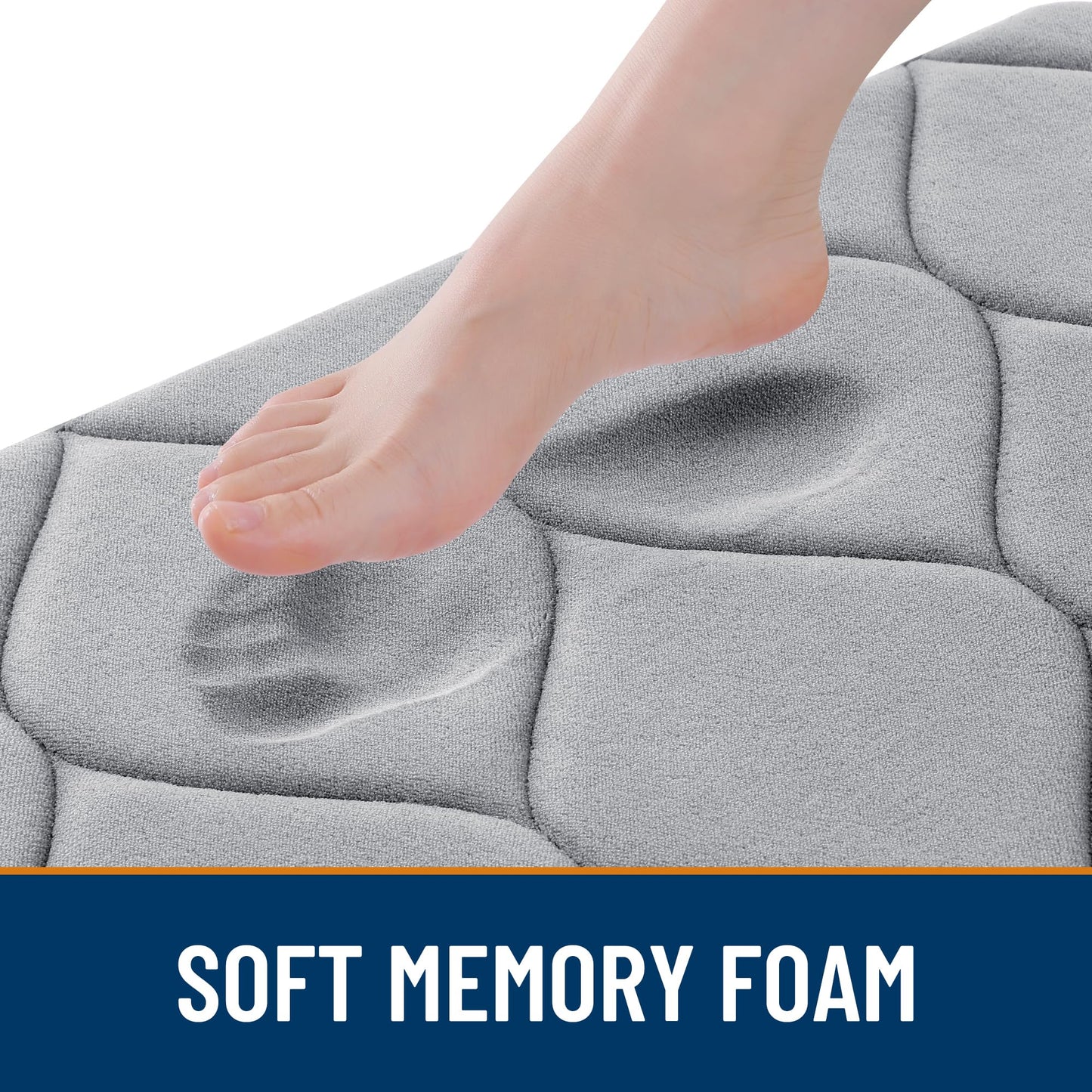 Smiry Memory Foam Bath Mat 30''x20'', Ultra Soft Non-Slip Bathroom Rug, Plush Water Absorbent Quick Dry and Machine Washable Floor Mat for Shower, Tub & Home Decor, Grey