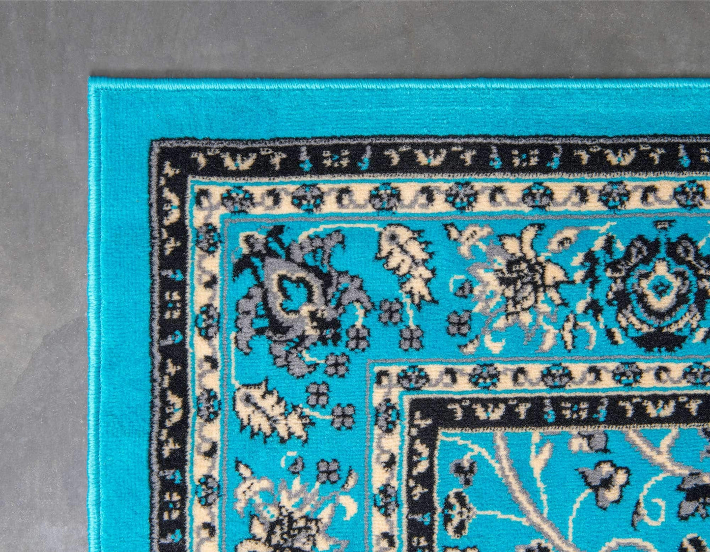 Unique Loom Sialk Hill Collection Area Rug - Washington (4' 1" x 6' 1" Rectangle, Turquoise/ Black)