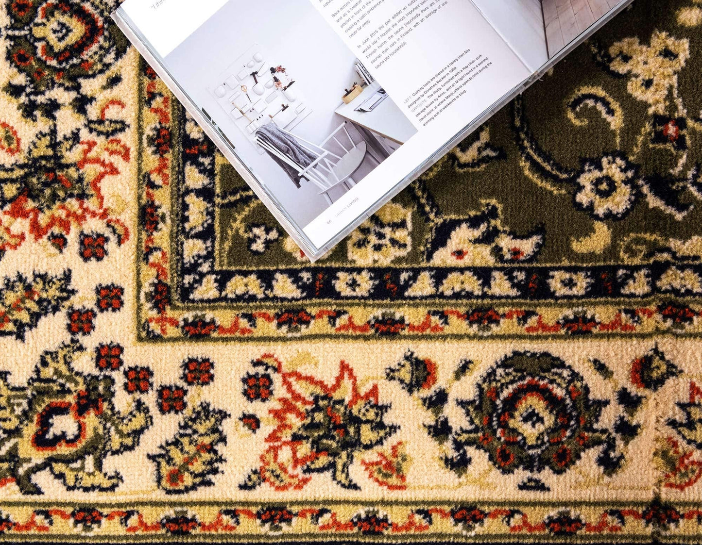 Unique Loom Sialk Hill Collection Area Rug - Washington (5' 3" x 8' Rectangle Green/Hunter Green)