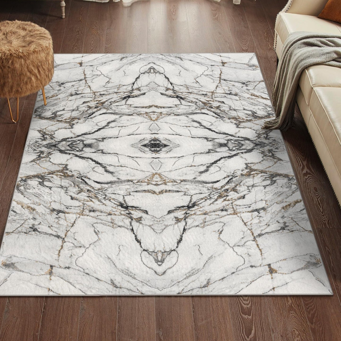 LUXE WEAVERS Marble Effect Abstract Gray 5x7 Area Rug