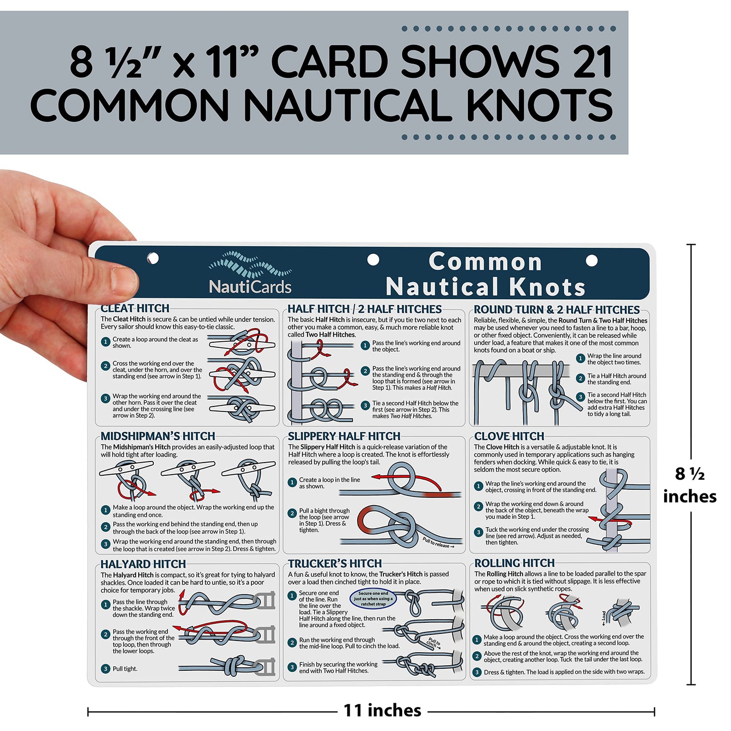 Deluxe Nautical Knot Tying Kit: Guide to 21 Knots, 6" Boat Cleat, and Rope