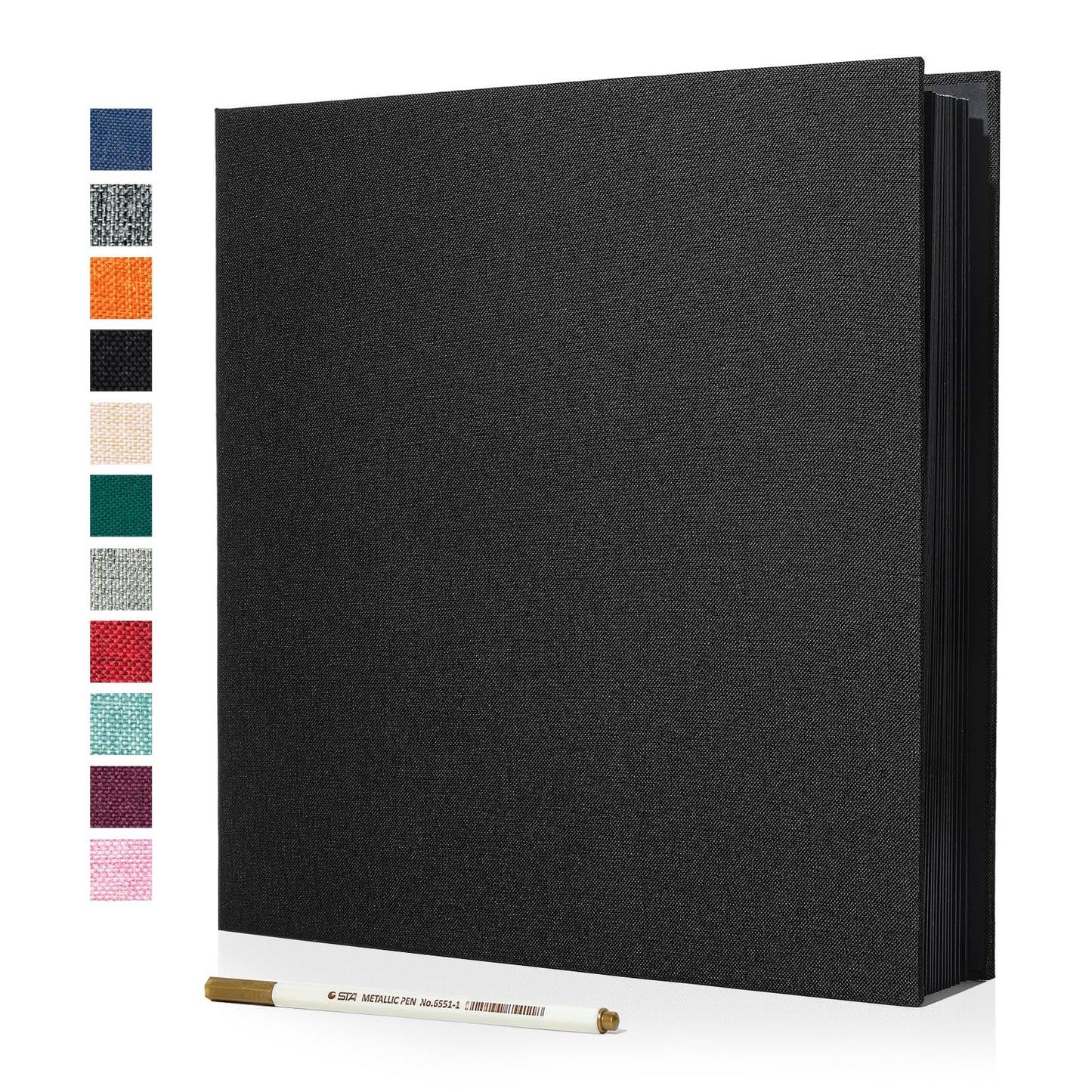 Spbapr Large Photo Album Self Adhesive Linen Cover Magnetic Scrapbook Album DIY Scrap Book 40 Black Sticky Pages for 3x5 4x6 5x7 8x10 Pictures with A Metal Pen