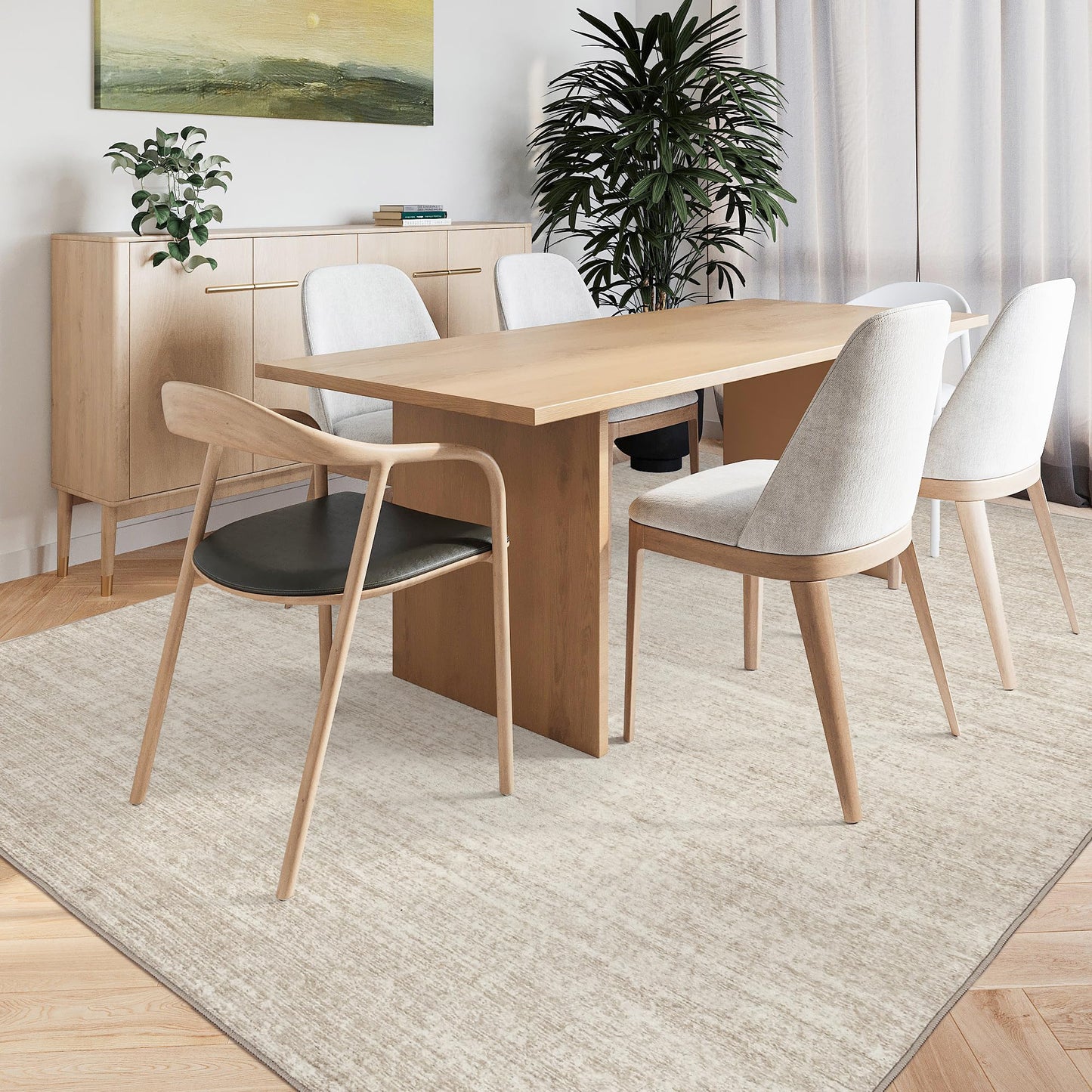 Valenrug Washable Rugs 4x6 - Stain Resistant 4x6 Area Rugs for Living Room, Non Slip Backing Printed Rugs for Bedroom, Folable Machine Washable Area Rug(4'x6', Beige)
