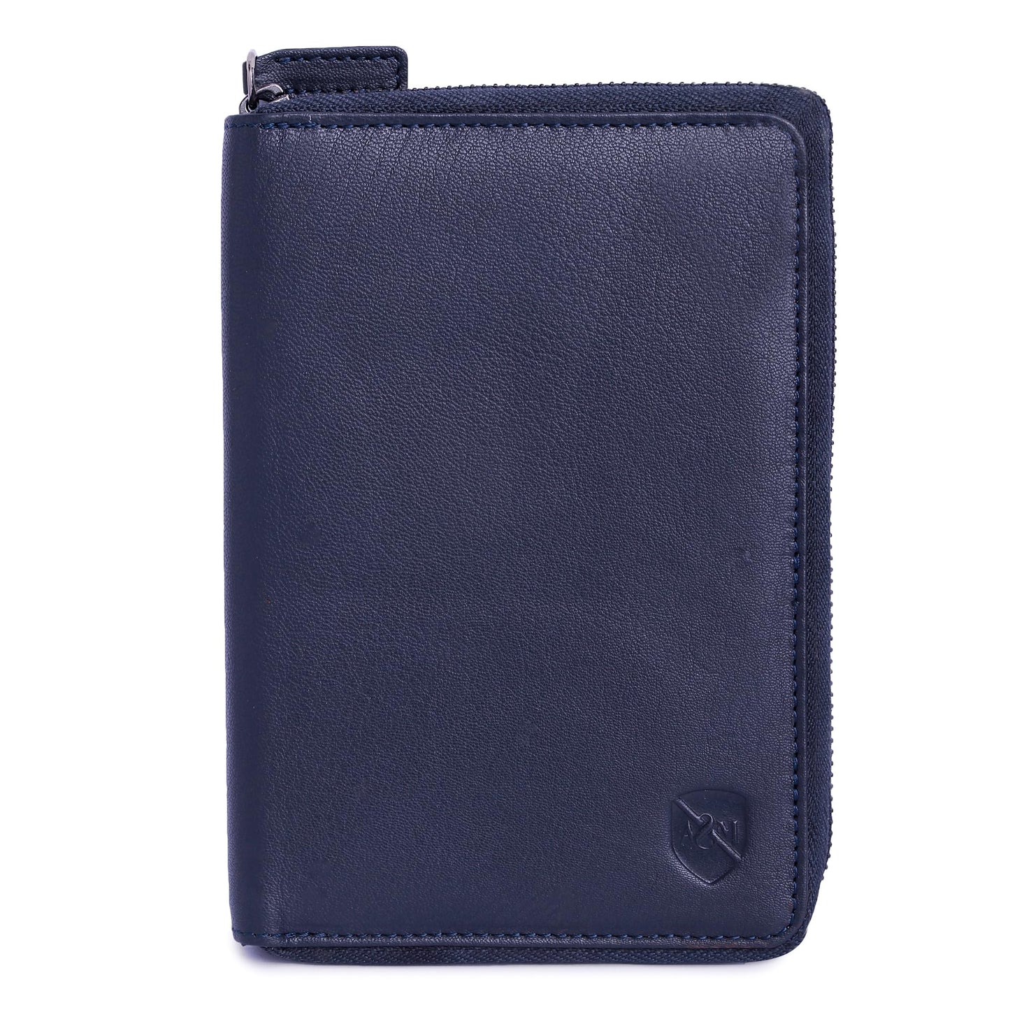 ALLEN & MATE 100% Leather Passport Holder for Travel RFID Blocking Passport Wallet for Men & Women - Zippered Compact Travel Document Organizer Fits Cash, Cards, SIM, ID and Tickets