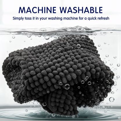 SUBRTEX Bathroom Rugs Chenille Bath Rug Soft Short Plush Bath Mat Soft Shower Mat Water Absorbent Shower Mat Quick Dry Machine Washable(Black,18" x 24")