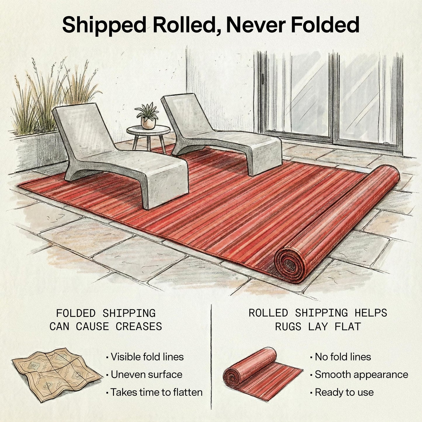 Fab Habitat Striped Outdoor Rug - Waterproof, Fade Resistant, Crease-Free, Reversible - Premium Recycled Plastic - Patio Porch Balcony Deck - Cancun Sunset - 8x10 ft
