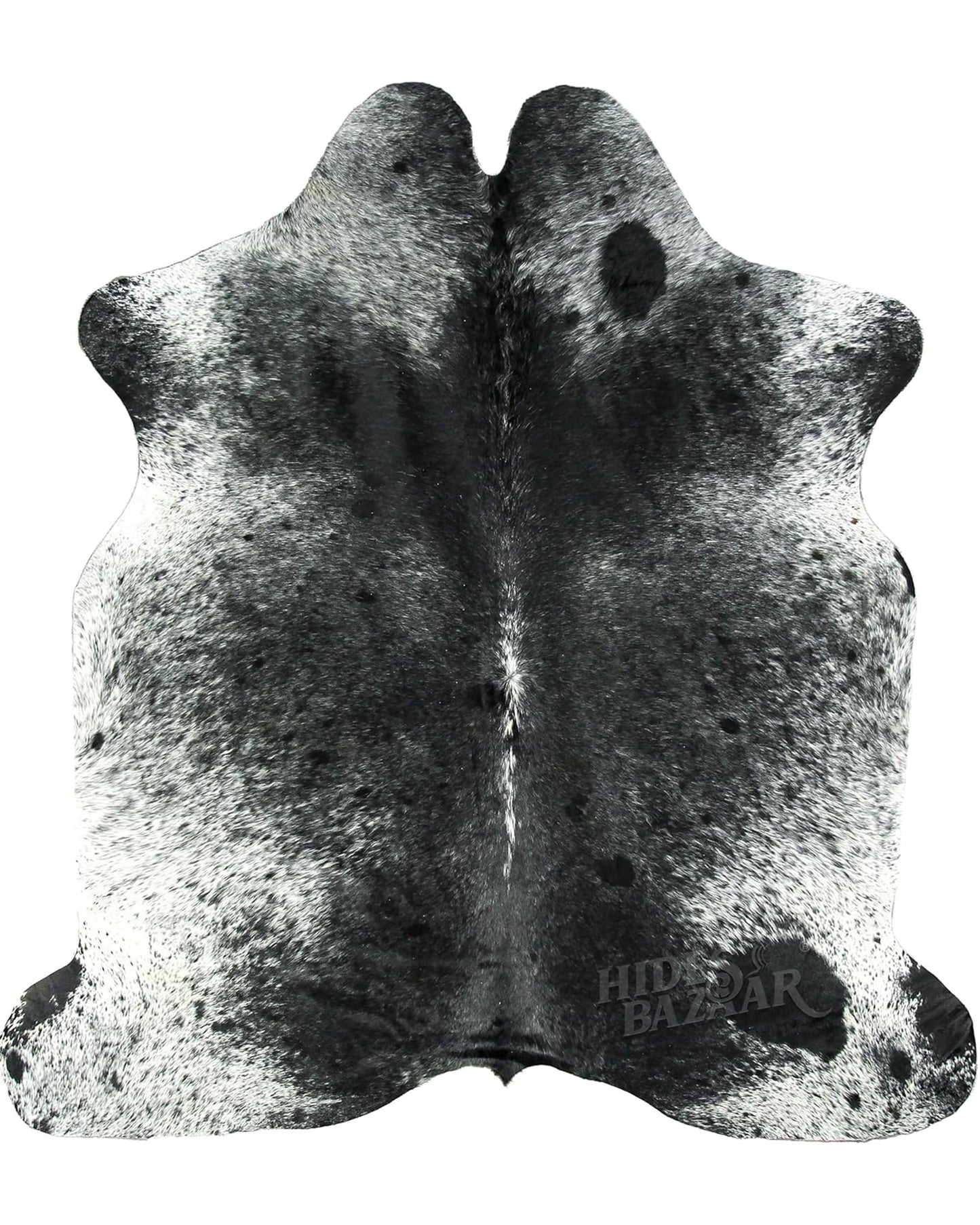 HIDES BAZAAR Black Salt and Pepper Cowhide Rug Premium Black and White Rugs for Living Room & More - Unique Black and White Rug Made Tanned Leather Cow Hides - Cow Hide Rugs 6x7-8 ft