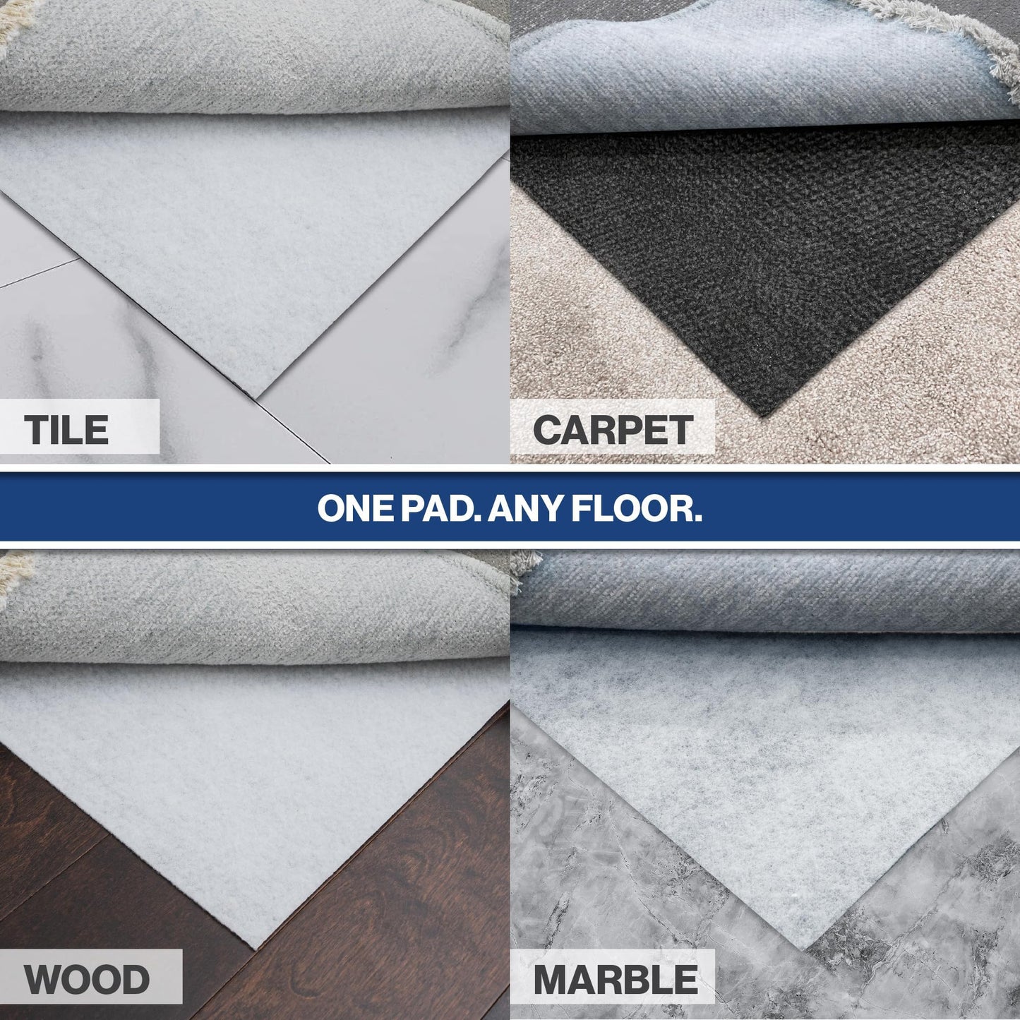 Teebaud 4' x 6' Non-Slip Rug Pad, Reversible Gripper, Non Skid Pads for Hardwood, Vinyl, Tile, Laminate Floors, Keep Area Rugs Secure, Natural Materials Safe for Indoor Flooring, ¼” Thick