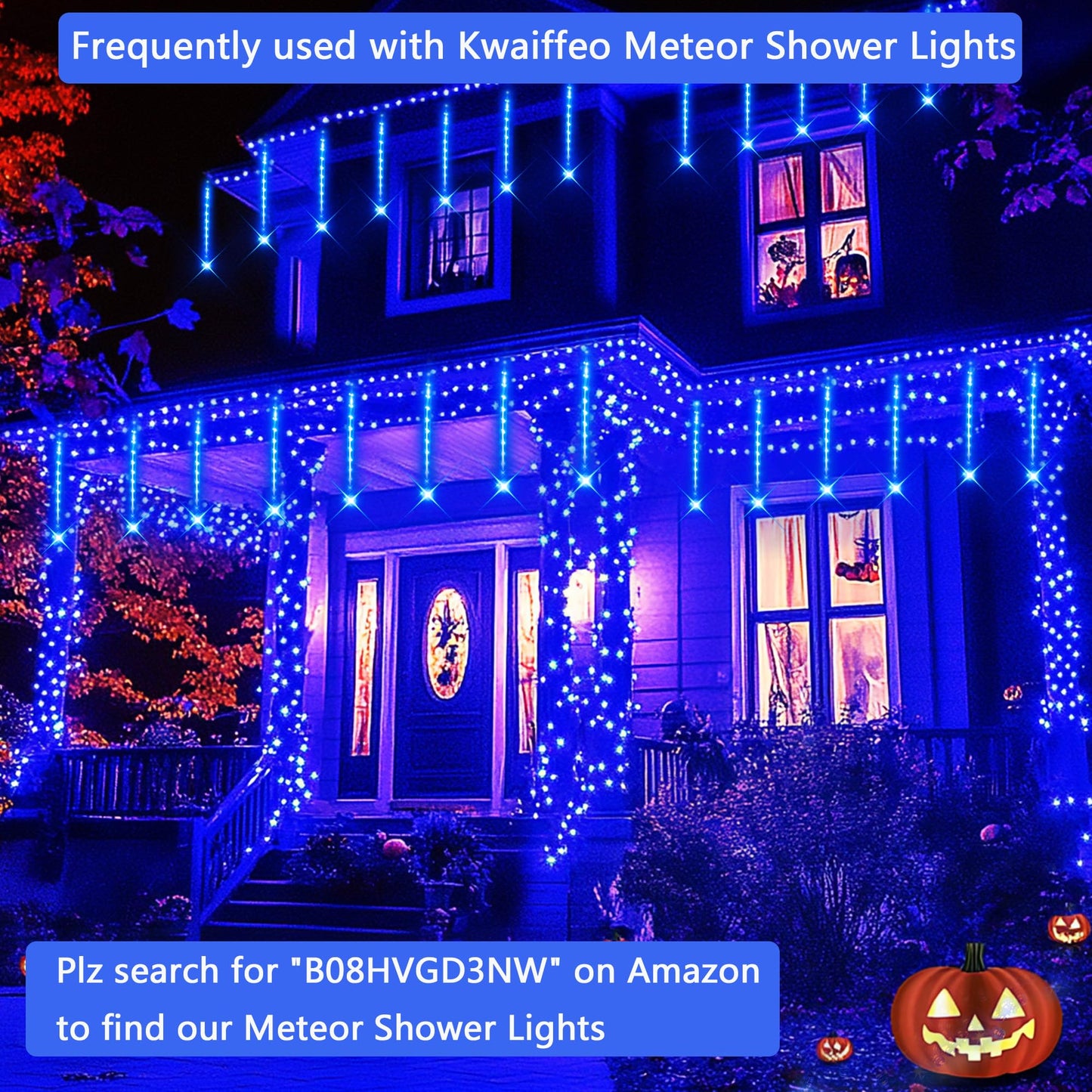 Kwaiffeo Blue Christmas Lights, 100FT 300LED String Light Outdoor Indoor, 8 Modes Connectable Blue Lights for Christmas Halloween Decorations Outside, Fairy Light for Party Yard Tree Decor