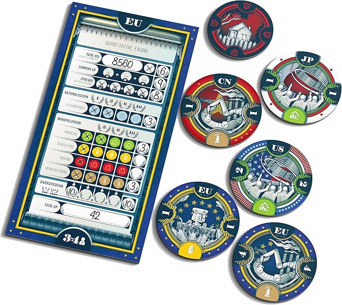 Allplay QE (Quantitative Easing) Board Game | Economic Auction Bidding Game for Families &amp Adults | 3-5 Players 30 Min Playtime Strategy Party Game with Unlimited Bidding
