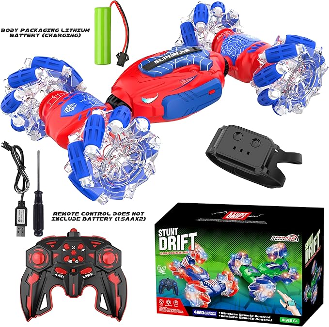 Remote Control Car Gesture Sensing RC Stunt Car 4 WD Transform Off Road for Rotating 2.4Ghz Hand Controlled Remote Control Twister Cars RC Cars for Kids Boys Girls Toy Gift Age 8 9 10 11 12 yr