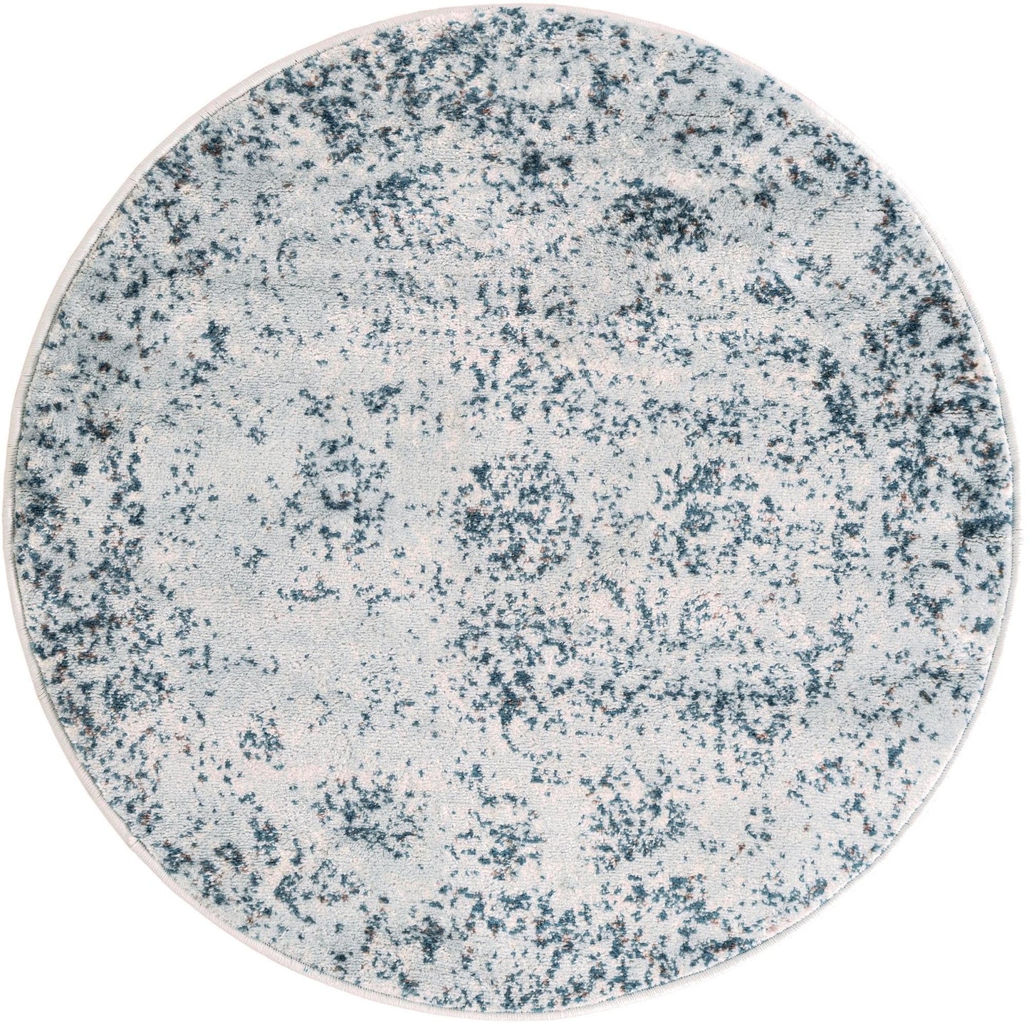 Rugs.com - Monte Carlo Rug – 3 Ft Round Light Blue Stain-Resistant Area Rug – Vintage Medallion Design for Entryways, Bedrooms, and Home Offices