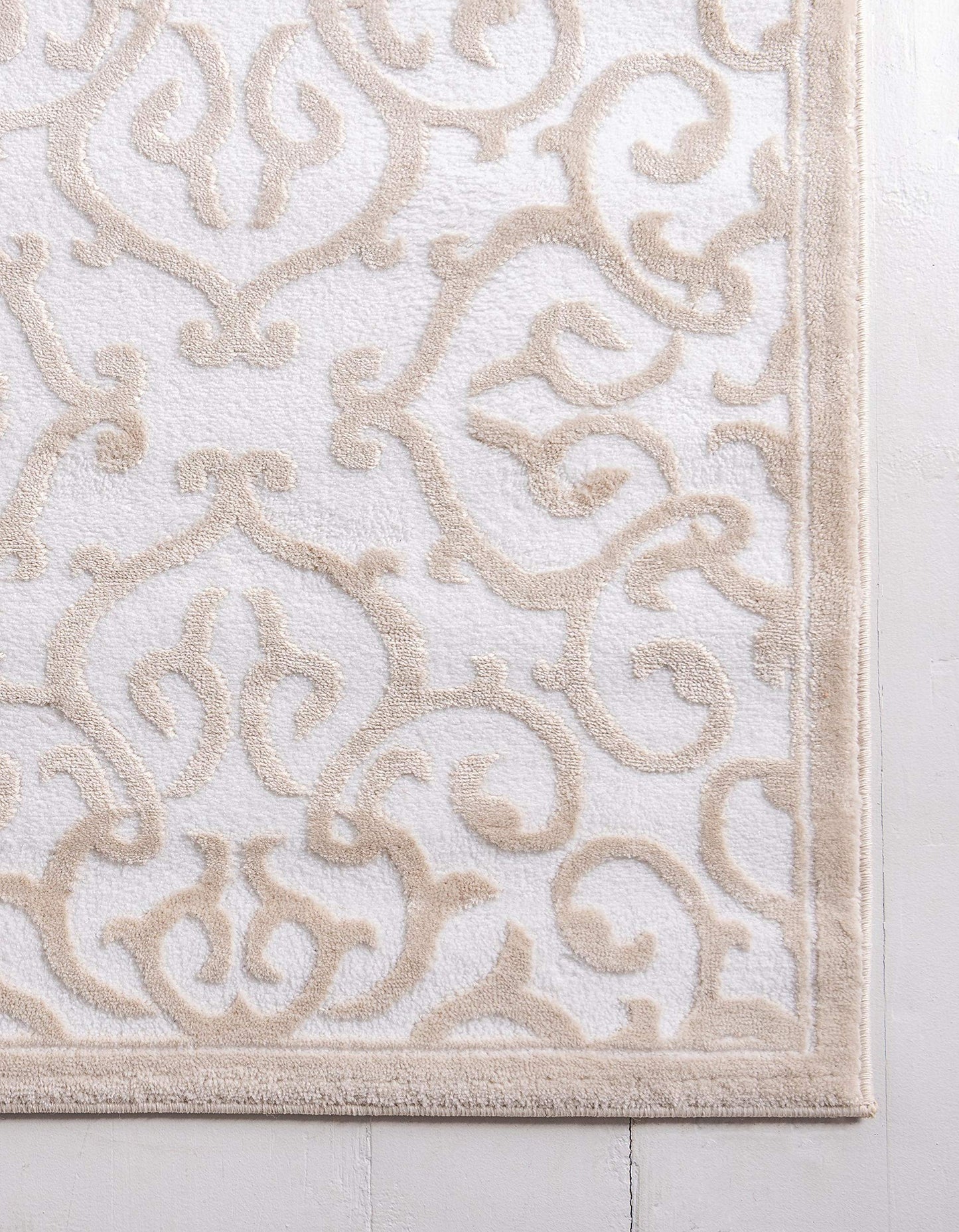 Unique Loom Rushmore Collection Area Rug - Johnson (8' x 11' 8" Rectangle, Snow White/ Beige)