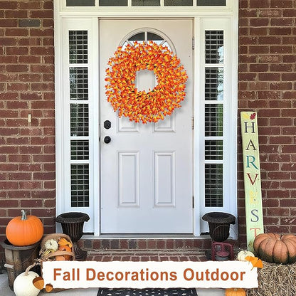 26 Inch Fall Wreaths for Front Door Outside，Realistic Autumn Wreath Outdoor，Large Halloween Thanksgiving Artificial Flowers Wreath，Fall Decorations for Home Front Porch Yard Window Farmhouse Decor