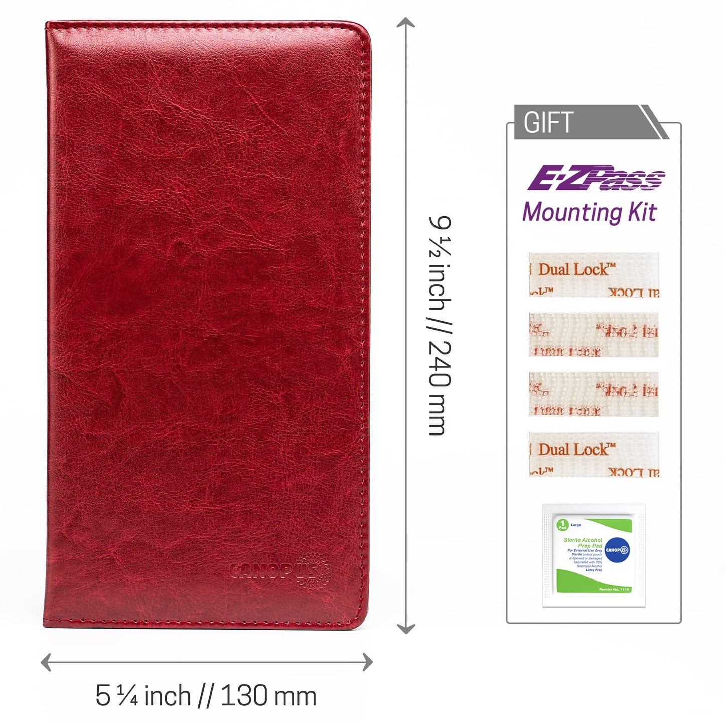 CANOPUS Car Registration and Insurance Holder, PU Leather Card Holder, Vehicle Glove Box Organizer for Auto, SUV, Truck, Red