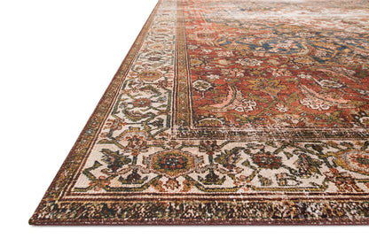 Loloi Layla Collection LAY-05 Ocean/Multi 7'-6" x 9'-6" .13" Thick Area Rug, Soft, Durable, Vintage Inspired, Distressed, Low Pile, Non-Shedding, Easy Clean, Printed, Living Room Rug