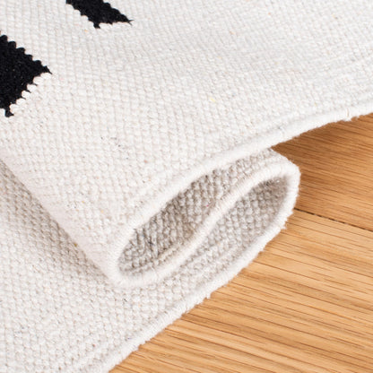 SAFAVIEH Montauk Collection Runner Rug - 2'3" x 10', Ivory & Black, Handmade Flat Weave Boho Farmhouse Cotton Modern Stripe, Ideal for High Traffic Areas in Living Room, Bedroom (MTK313A)