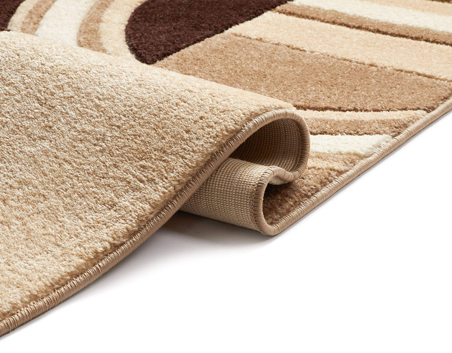 Well Woven Ruby Echo Shapes & Circles Geometric Ivory and Beige 5 by 7 Rug - Abstract Modern Thick Pile Carpet, Soft Durable Easy Care Floor Covering, Contemporary Neutral Geometric Pattern