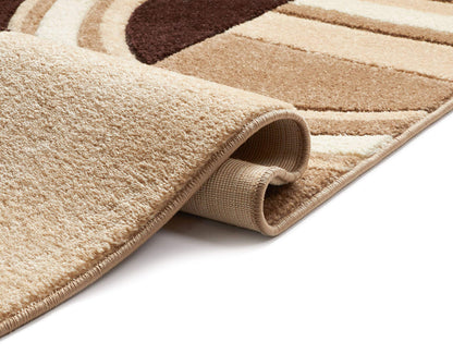 Well Woven Ruby Echo Shapes & Circles Geometric Ivory and Beige 5 by 7 Rug - Abstract Modern Thick Pile Carpet, Soft Durable Easy Care Floor Covering, Contemporary Neutral Geometric Pattern